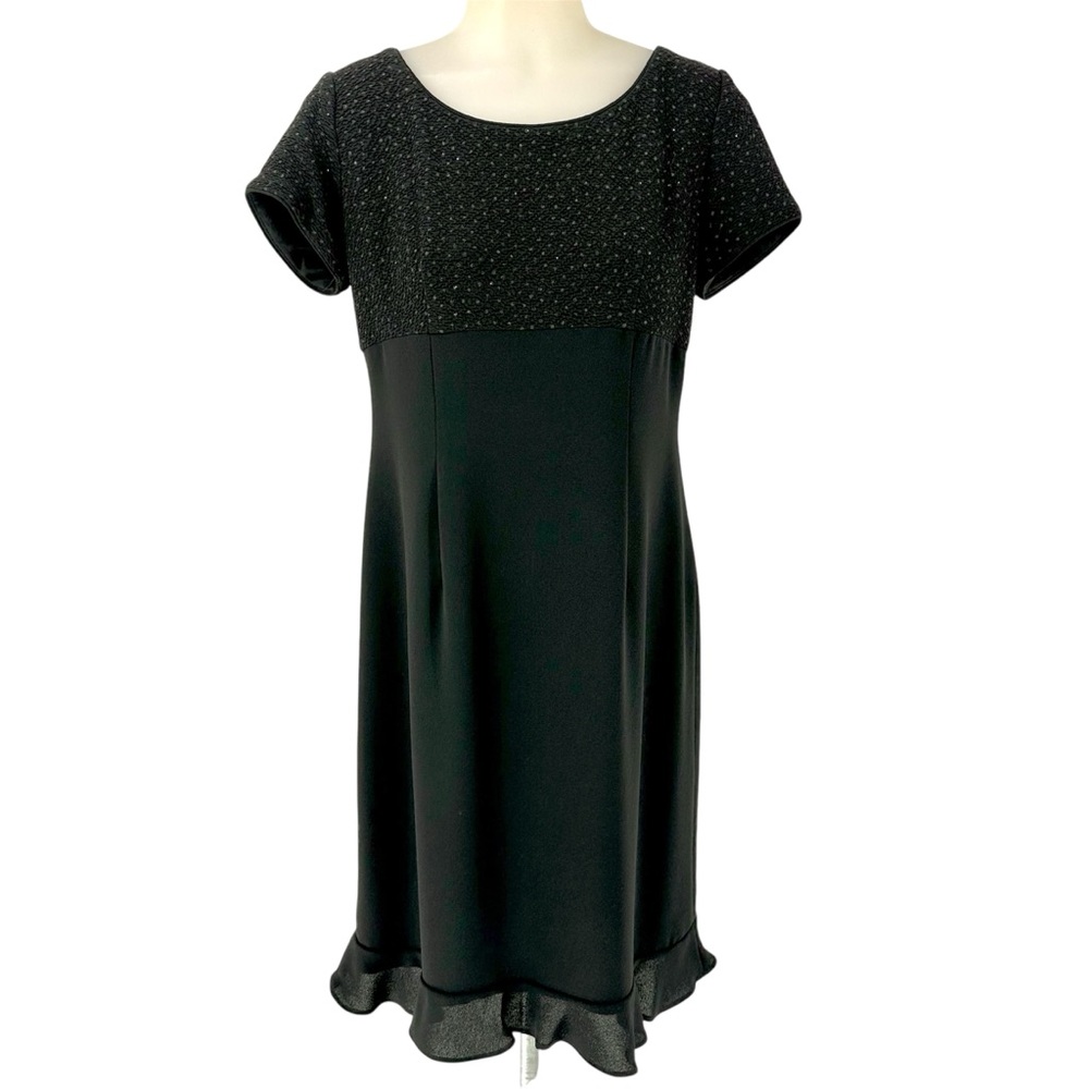 VTG  David Warren Dress Size 10 Petite Cocktail Dress Black Sequined USA Made